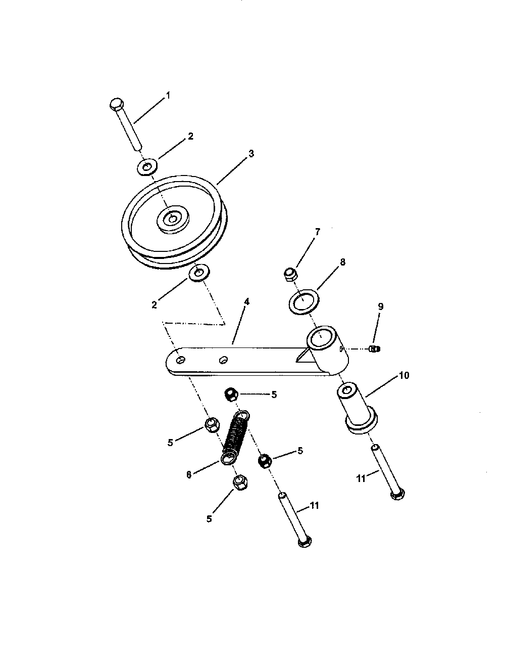 Power unit idler Diagram and Parts List for SPA481 SERIES 3 Snapper Lawn Mower