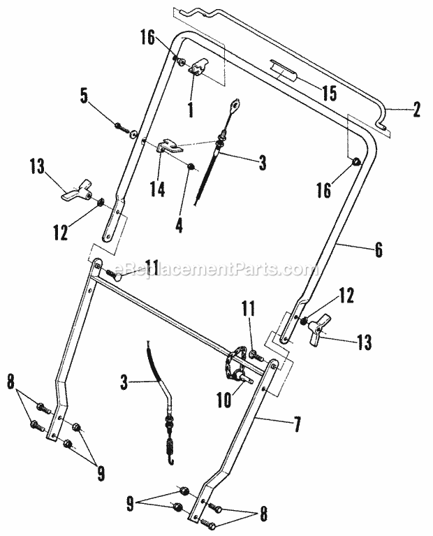 Handle Assembly Diagram and Parts List for PS5001  Snapper Dethatcher
