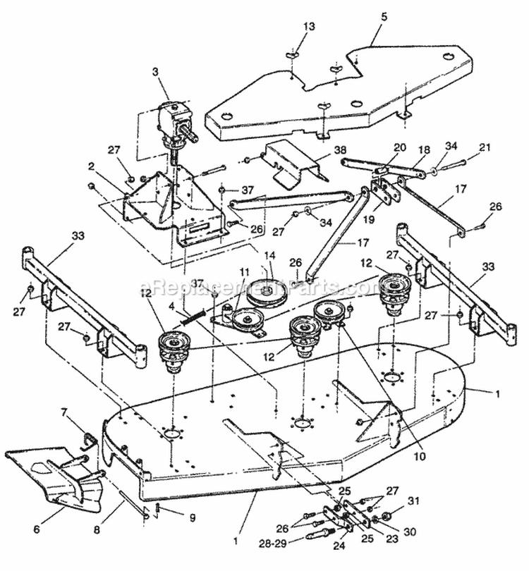 73 Finishing Deck Assembly Diagram and Parts List for FM7300 84320 Snapper Lawn Tractor Accessories