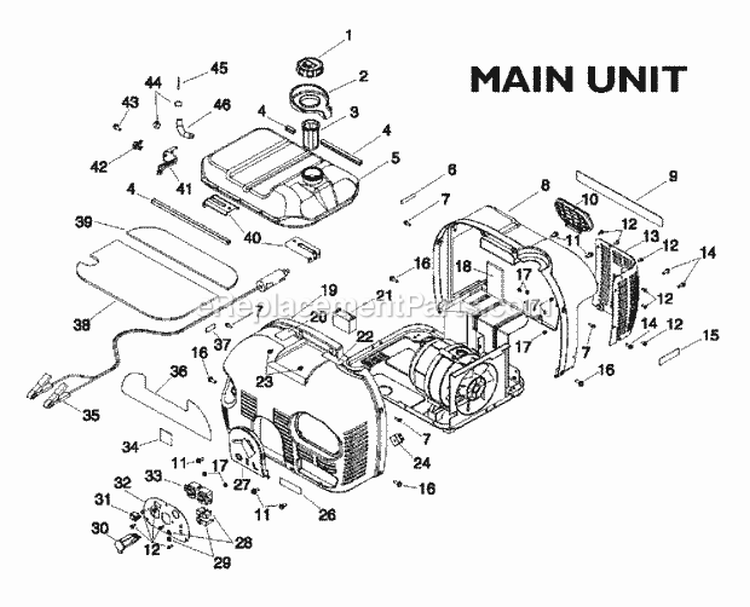Gas Tank  Housing Diagram and Parts List for G10000  Snapper Generator