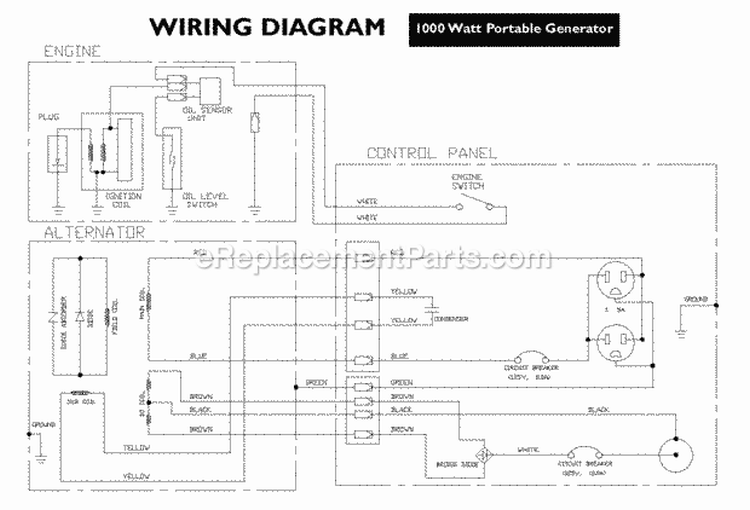 Page C Diagram and Parts List for G10000  Snapper Generator