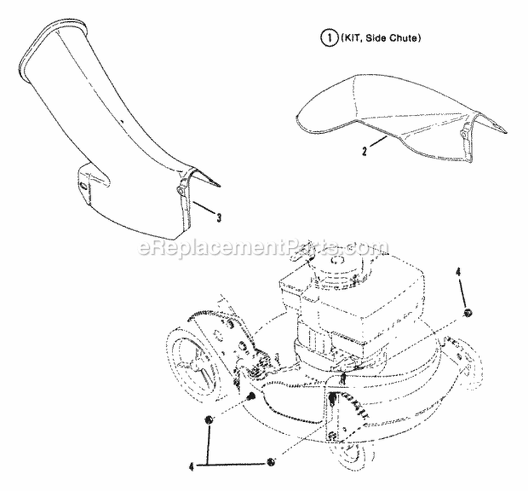 Side Chute Adapter Diagram and Parts List for 21401D-2 80'S Snapper Lawn Mower