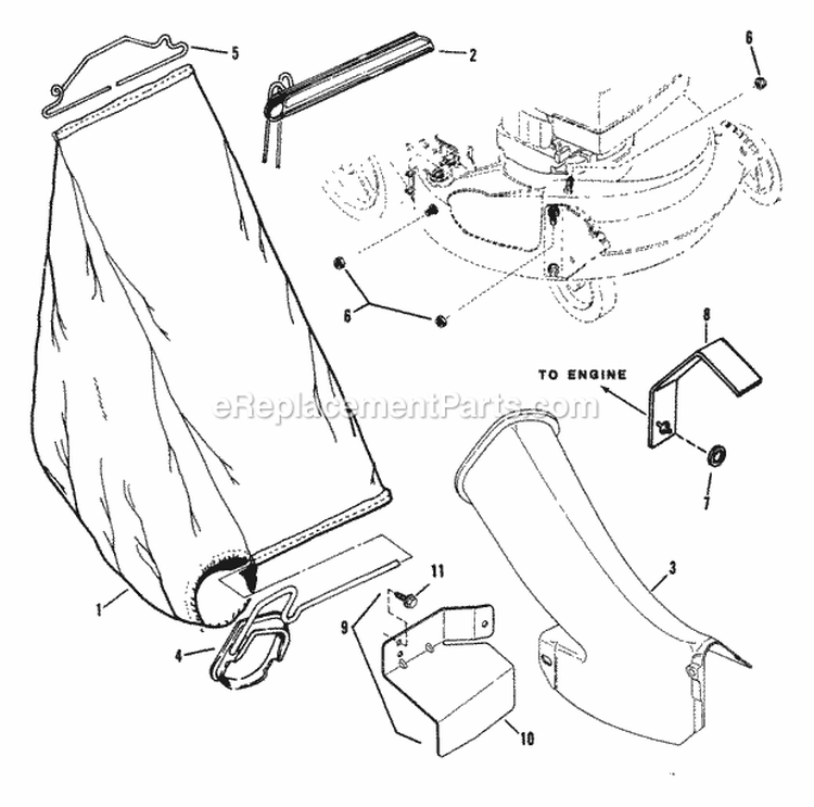 Grass Catcher Diagram and Parts List for 21401D-2 80'S Snapper Lawn Mower
