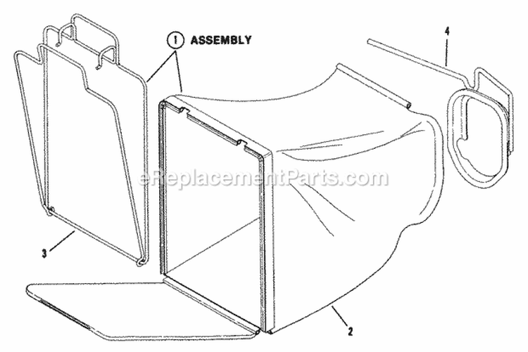 Grass Bag Diagram and Parts List for 21R00C  Snapper Lawn Mower