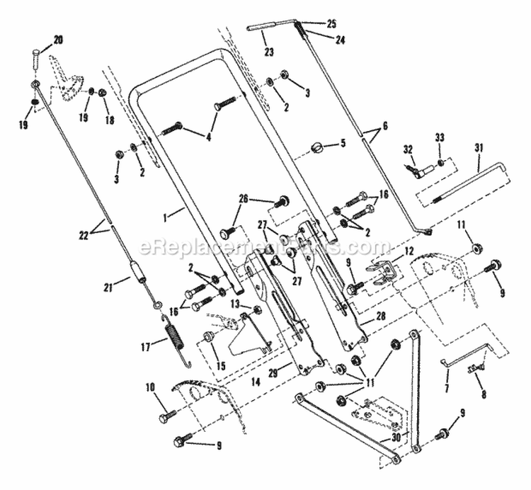 Middle  Lower Handles - Self Propelled Diagram and Parts List for 21500PCR  Snapper Lawn Mower