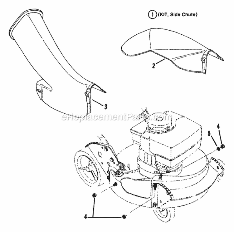 Side Chute Adapter Diagram and Parts List for 21R00C  Snapper Lawn Mower