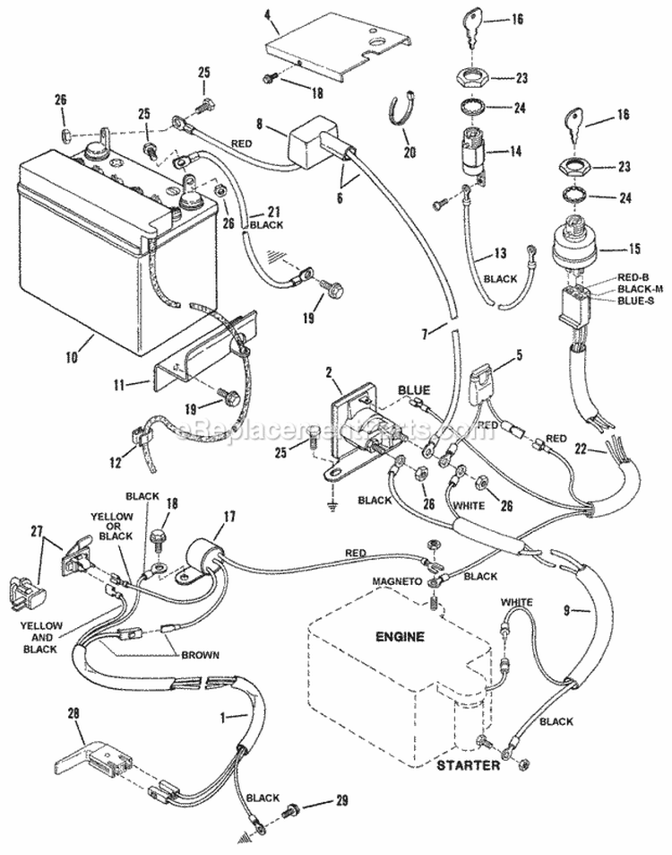 Electrical Systems Diagram and Parts List for 25086S  Snapper Lawn Tractor