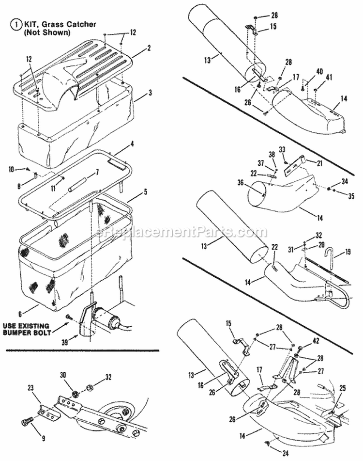 Grass Catcher Accessory Diagram and Parts List for 25086S  Snapper Lawn Tractor