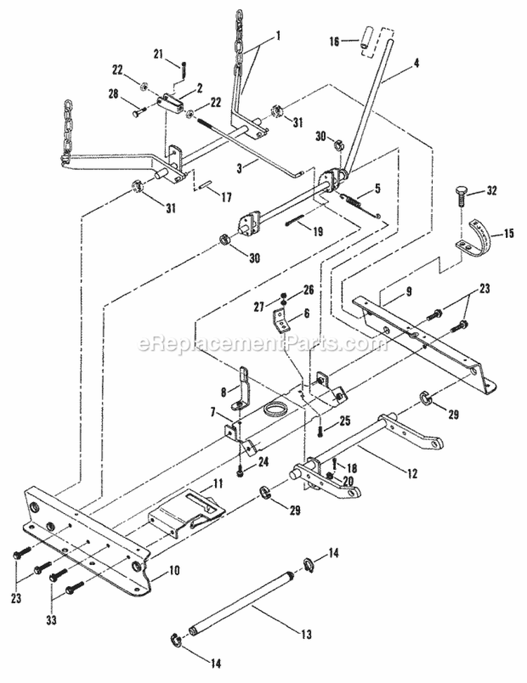 Rails Lift Arms Cam Lift Diagram and Parts List for 25086S  Snapper Lawn Tractor