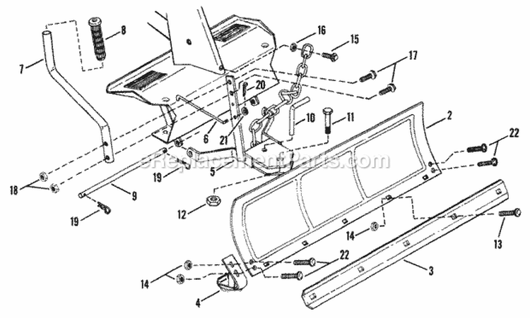 SnowDozer Plow Accessory Diagram and Parts List for 25086S  Snapper Lawn Tractor