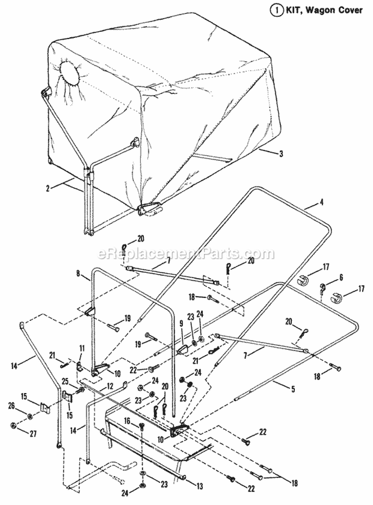 Bag-N-Wagon Frame  Canopy Diagram and Parts List for 25086S  Snapper Lawn Tractor
