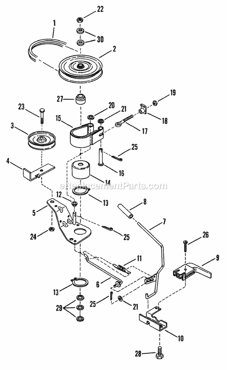 Belts Brakes Interlock Diagram and Parts List for 25086S  Snapper Lawn Tractor