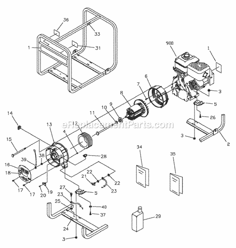 Generator Main Unit Diagram and Parts List for G30000  Snapper Generator