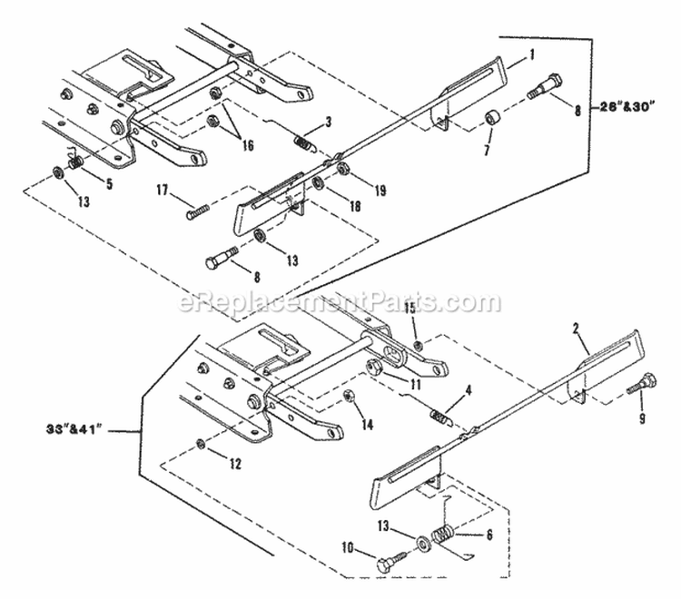 Blade Stop Pedals Diagram and Parts List for 2811X6S  Snapper Lawn Tractor