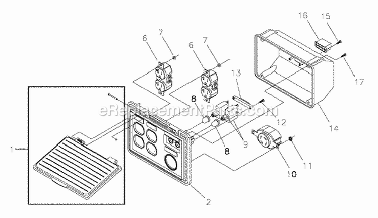 Control Panel Diagram and Parts List for G35000 30214 Snapper Generator
