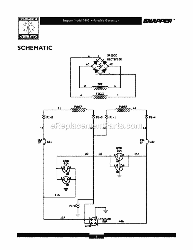 Page F Diagram and Parts List for G35000 30214 Snapper Generator
