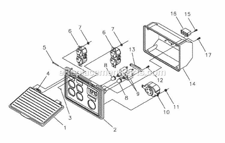 Control Panel Diagram and Parts List for G55000  Snapper Generator