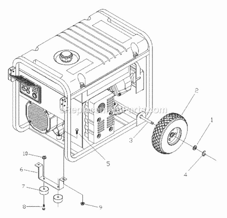 Generator Wheel Kit Diagram and Parts List for G55000  Snapper Generator