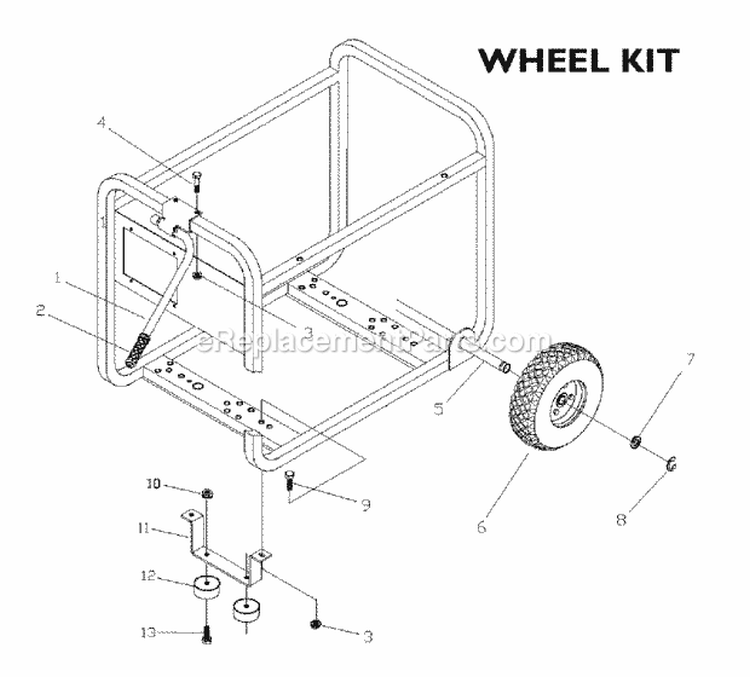 Wheel Kit Diagram and Parts List for G56000  Snapper Generator