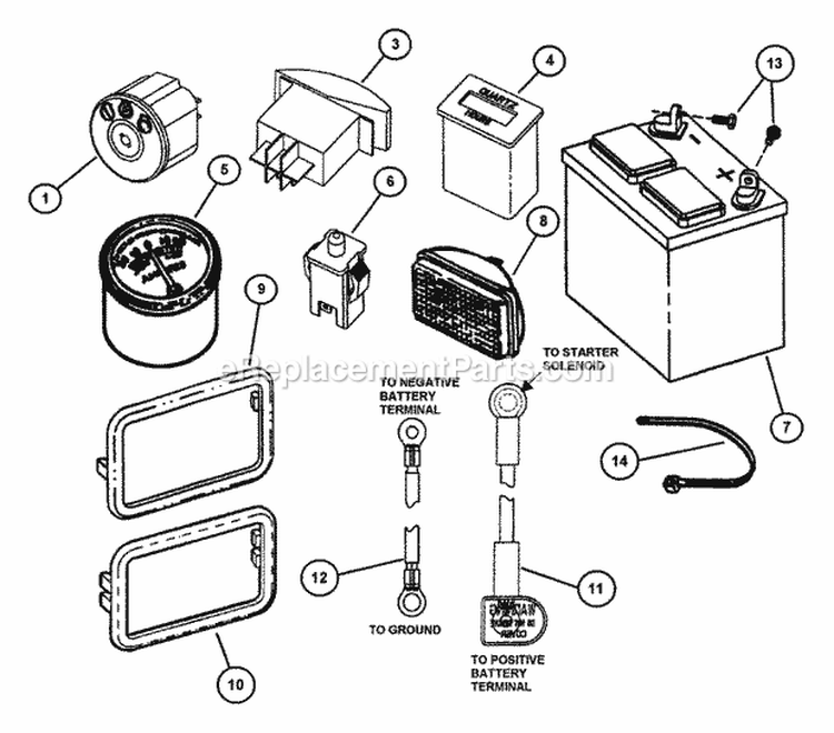 Electrical Group (Part 2) Diagram and Parts List for GC9520KW 84449 Snapper Lawn Tractor