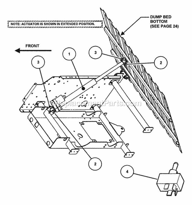 Dump Bed Electric Lift Accessory Group (Kit No 63141) Diagram and Parts List for GC9520KW 84449 Snapper Lawn Tractor