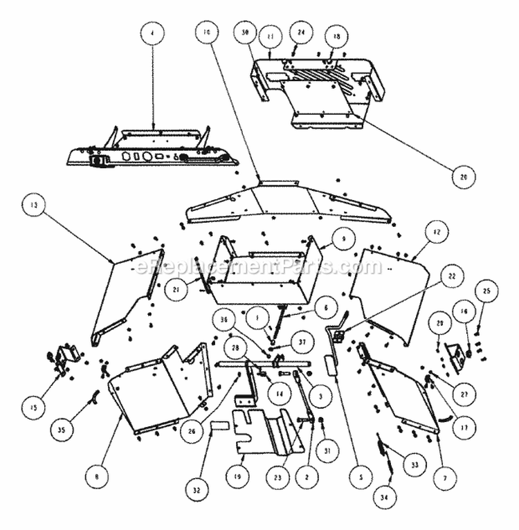 Front Clip Group Diagram and Parts List for GC9520KW 84449 Snapper Lawn Tractor