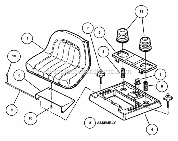Seat Group Diagram and Parts List for GC9520KW 84449 Snapper Lawn Tractor