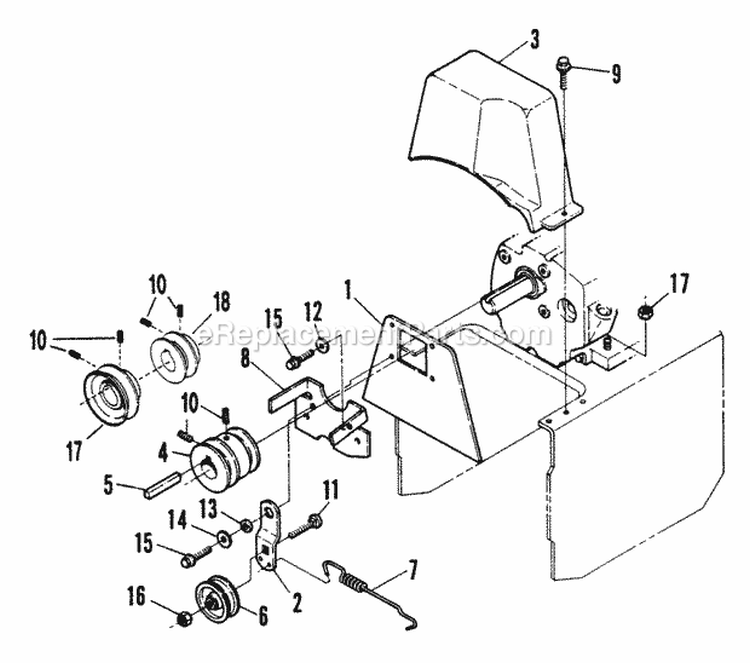 Engines Pulley Idler Diagram and Parts List for 5241  Snapper Snow Blower