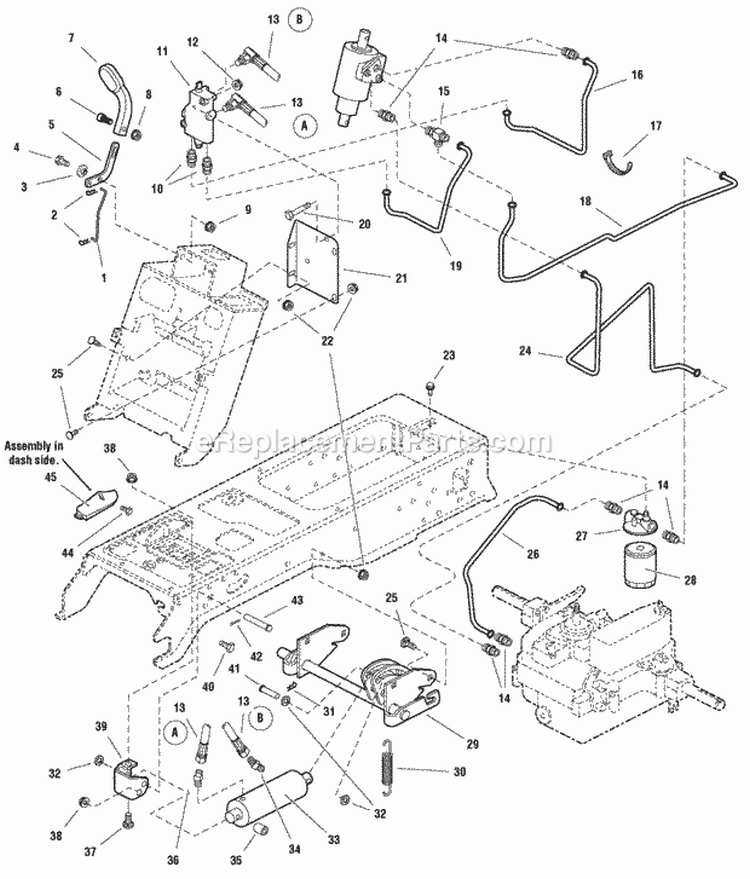 Lift Group - Hydraulic Lift With Power Steering Diagram and Parts List for GT23540 2690258 Snapper Lawn Tractor