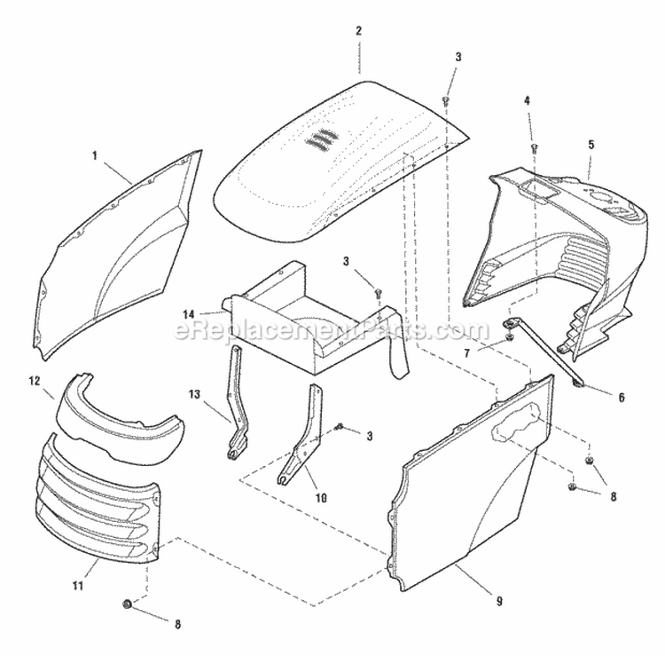 Hood Grill  Dash Group Diagram and Parts List for GT2354 1694370 Snapper Lawn Tractor