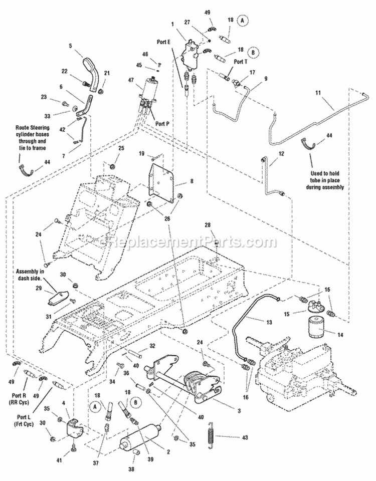 Lift Group - Hydraulic Lift With Power Steering Diagram and Parts List for GT255400 2690630 Snapper Lawn Tractor