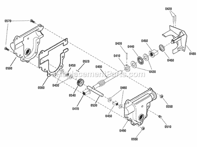 Gear Case Assembly Diagram and Parts List for H824RX 1695851 Snapper Snow Blower