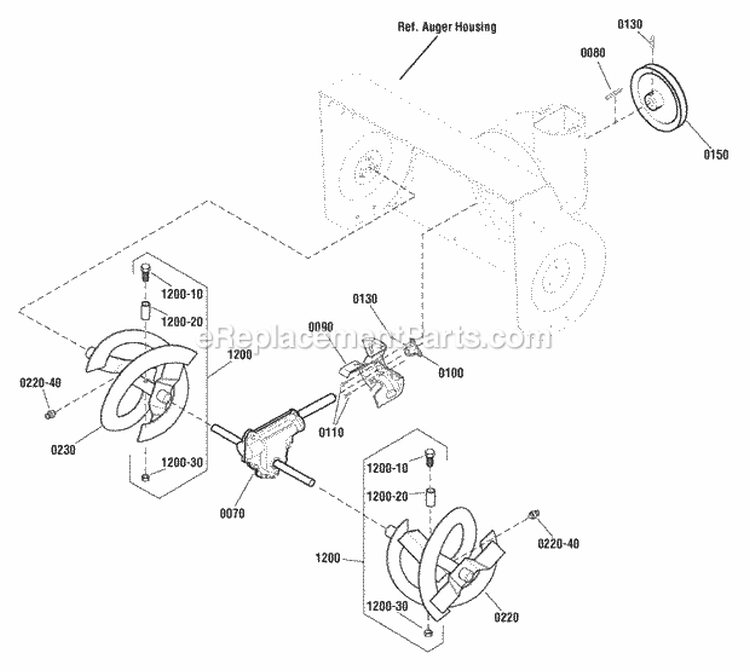 Auger Housing Group Diagram and Parts List for H924RX 1695513 Snapper Snow Blower