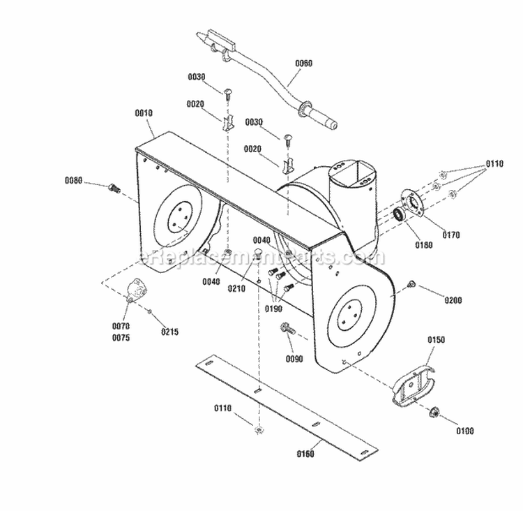 Auger Housing Group Diagram and Parts List for H824RX 1695851 Snapper Snow Blower