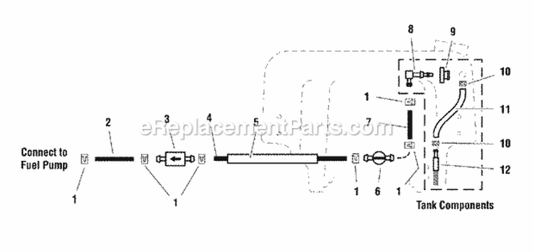 Fuel Supply Hose  Tank Replacement Parts Group - Electric Start Diagram and Parts List for HC32KAV13E  Snapper Lawn Mower