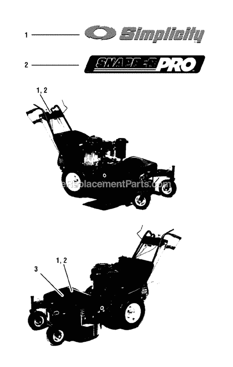 Decals - Brand  Model Diagram and Parts List for HC32KAV13E  Snapper Lawn Mower