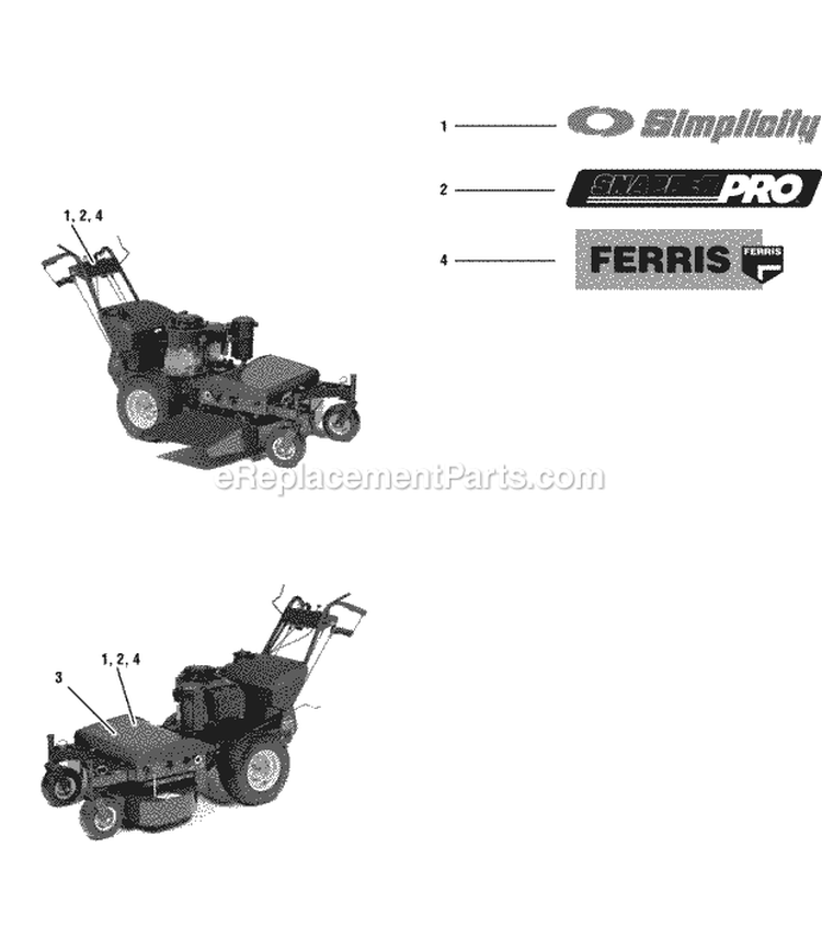 Decals - Brand  Model Diagram and Parts List for HC32RDKAV13ECE  Snapper Lawn Mower