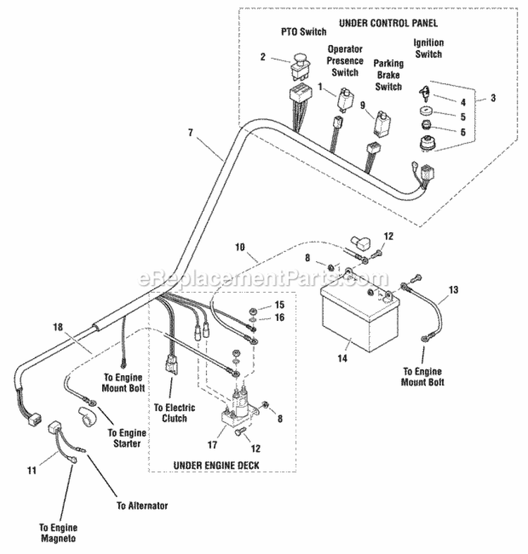Electrical Group - Electric Start (SN 2013136021 - 2013316439) Diagram and Parts List for HC32RDKAV13ECE  Snapper Lawn Mower