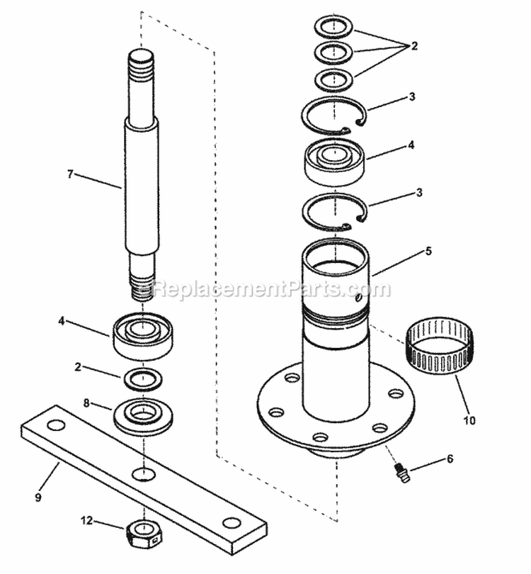 Spindle Diagram and Parts List for HWPS26600RV  Snapper Lawn Mower