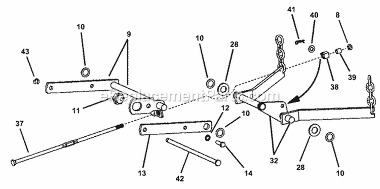 Mower Deck Assembly (Part 2) Diagram and Parts List for HZS14331BVE  Snapper Lawn Tractor
