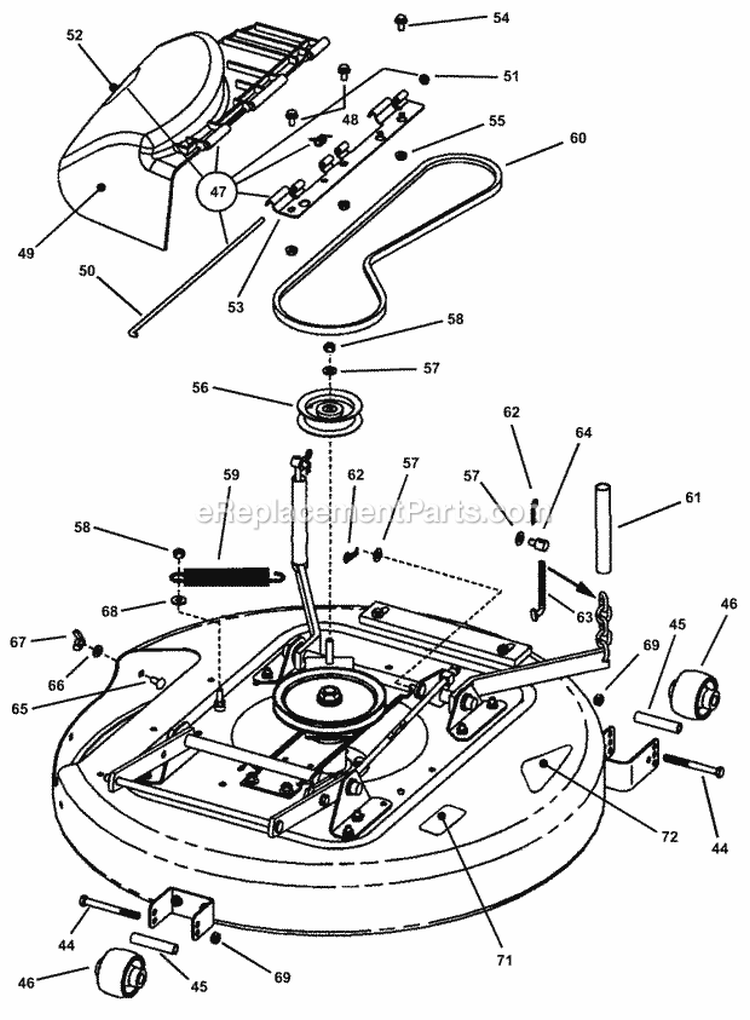 Mower Deck Assembly (Part 3) Diagram and Parts List for HZS14331BVE  Snapper Lawn Tractor