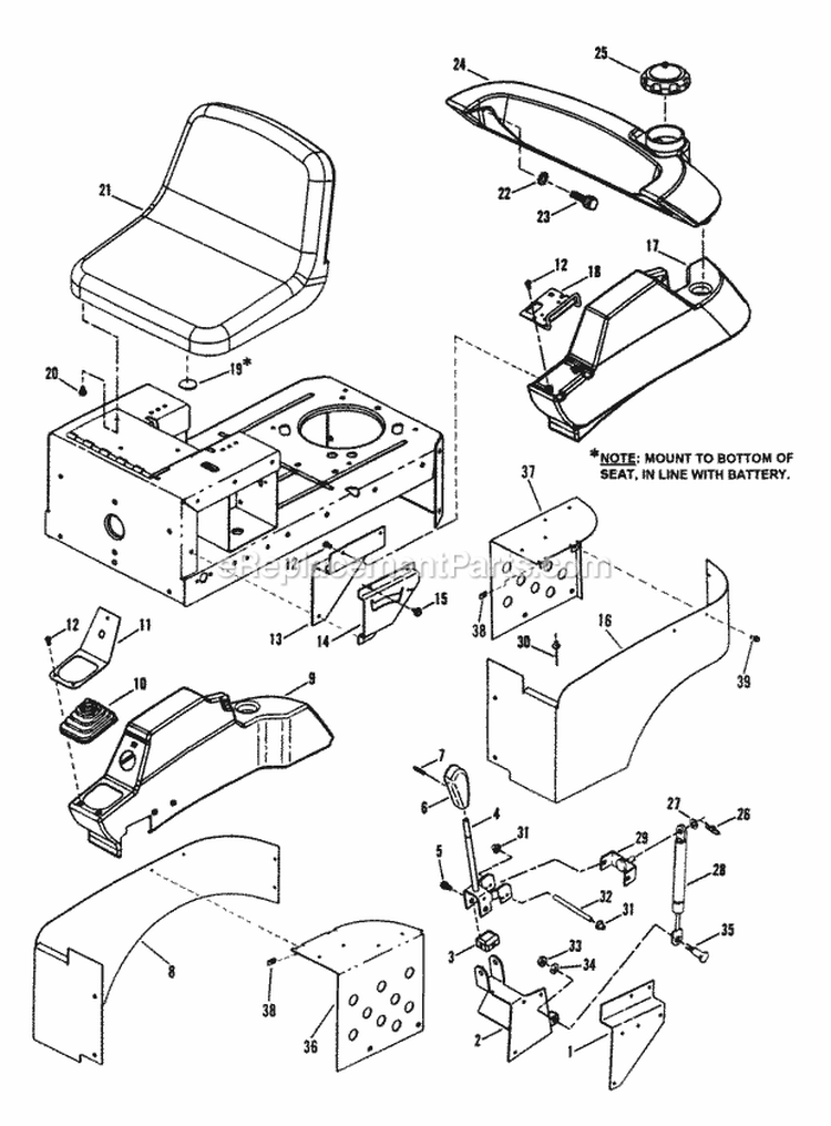 Fuel Tank  OperatorS Seat (Steel Bodied Models) Diagram and Parts List for HZS14380BVE  Snapper Lawn Tractor