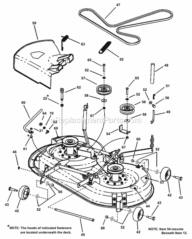 Mower Deck Assembly (Part 3) Diagram and Parts List for HZS14381BVE  Snapper Lawn Tractor