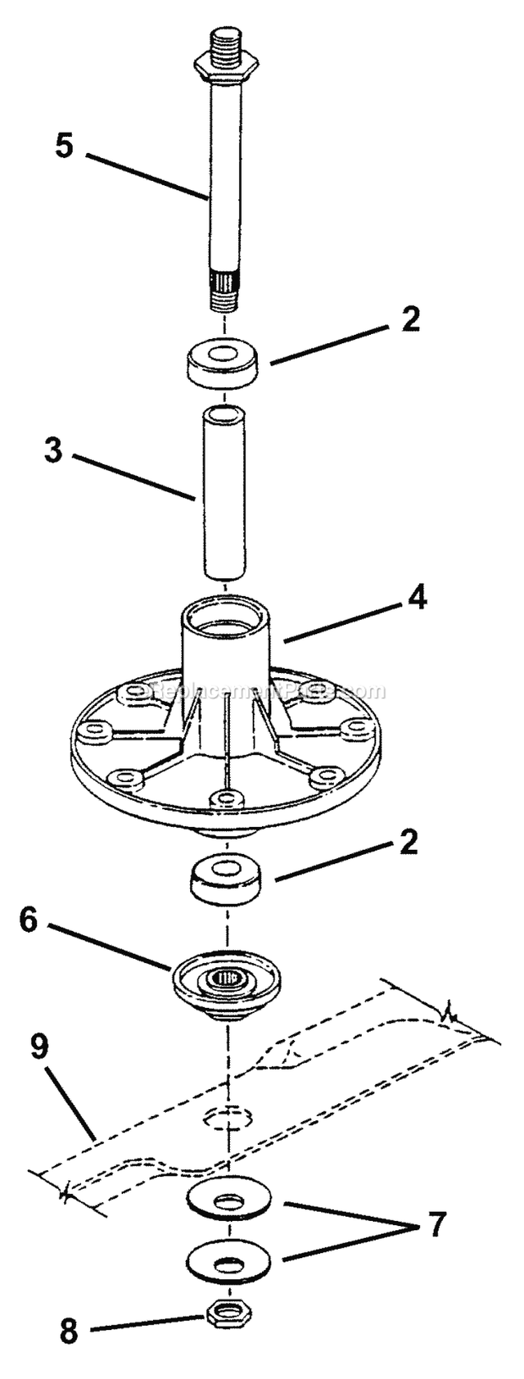 Spindle Assembly Diagram and Parts List for HZS14381BVE  Snapper Lawn Tractor