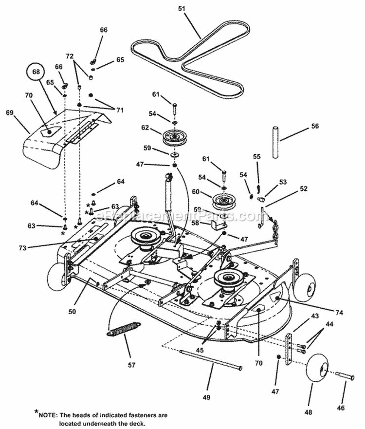 Mower Deck Assembly (Part 3) Diagram and Parts List for HZS15422KVE  Snapper Lawn Tractor