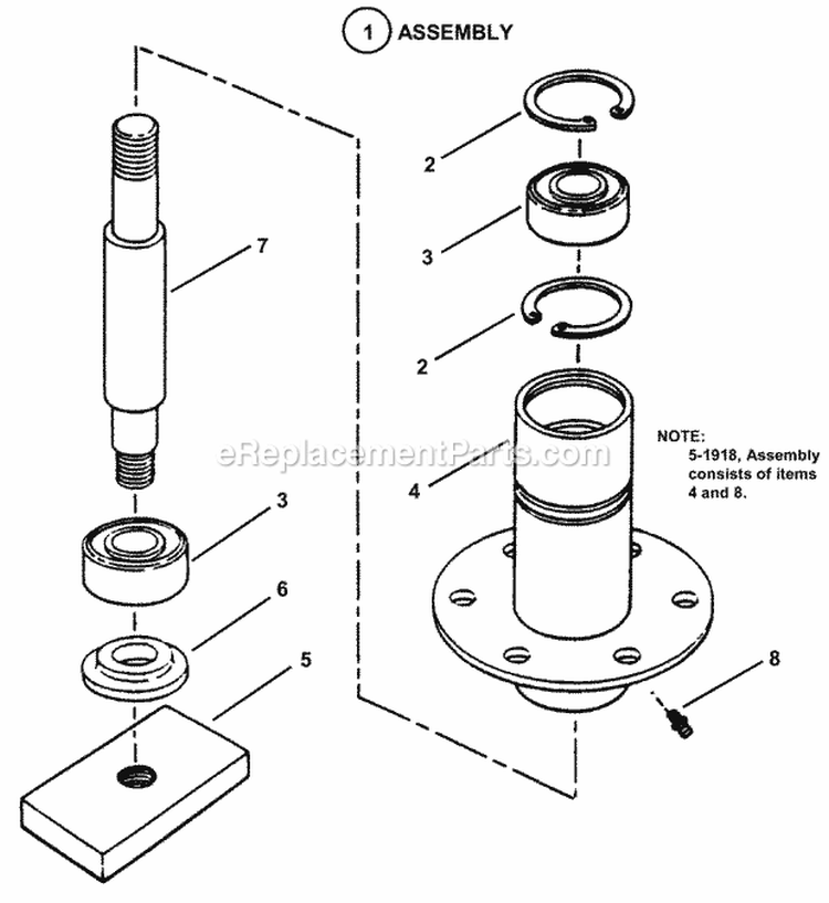 Spindle Assembly Diagram and Parts List for HZS15422KVE  Snapper Lawn Tractor