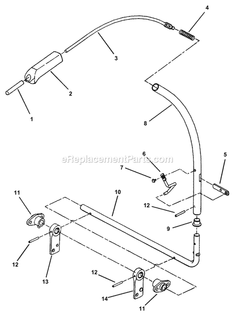 Brake  Clutch Lever Assembly Diagram and Parts List for HZS18482BVE  Snapper Lawn Tractor