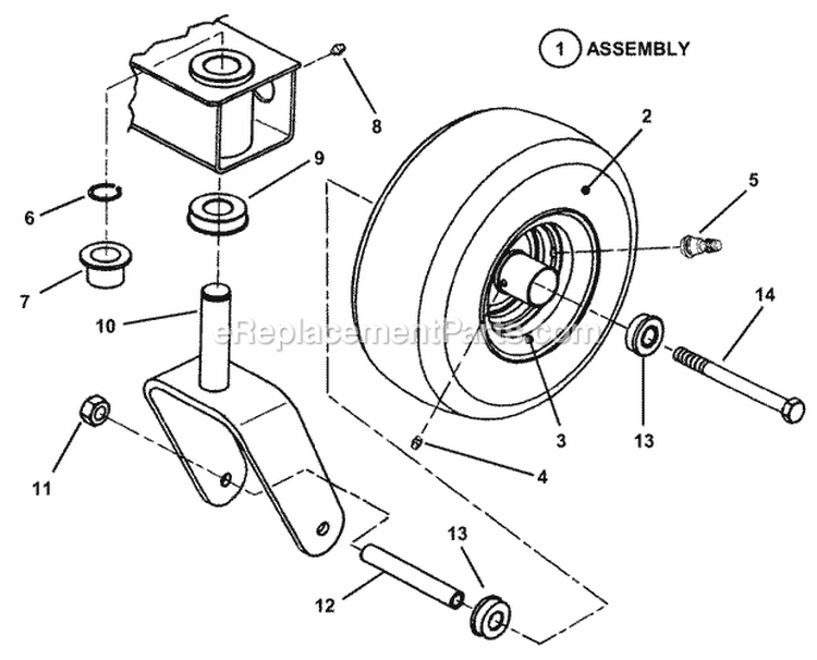 Caster Front Wheel  Tire Assembly Diagram and Parts List for HZS18482BVE  Snapper Lawn Tractor