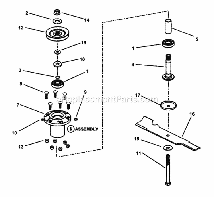 48 Spindle Assembly (Series 3) Diagram and Parts List for HZS18483BVE  Snapper Lawn Tractor