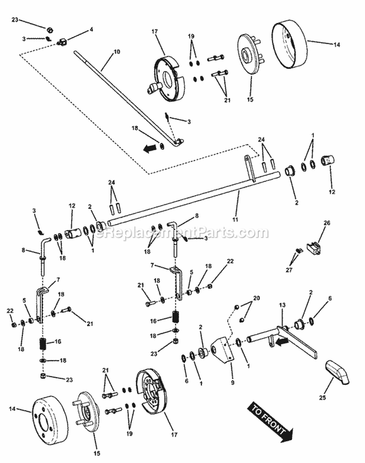 Parking Brake Assembly Diagram and Parts List for HZT21481BV 7800026 Snapper Lawn Tractor